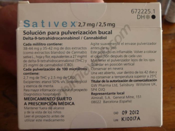 Sativex® Delta-9-Tetraidrocannabinolo/Cannabidiolo image